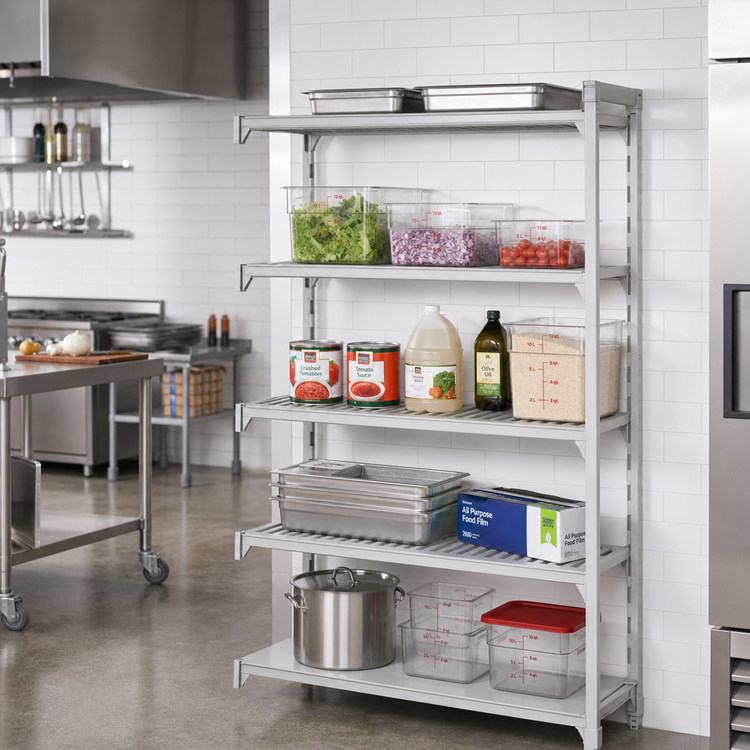 Product image #3 for Cambro Camshelving Premium 24" x 48" x 84" 5-Tier Add-On Polymer Shelving Unit, Vented and Solid