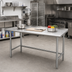 Thumbnail image #2 for Advance Tabco Special Value 84-Inch x 30-Inch 16-Gauge 304 Stainless Steel Open Base Work Table with 1-1/2-Inch Rear Up-Turn