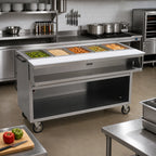 Thumbnail image #2 for Eagle Group Spec-Master SPHT5CB-240 79-Inch Electric 5-Well Mobile Sealed Hot Food Table with Cabinet Base and AutoFill
