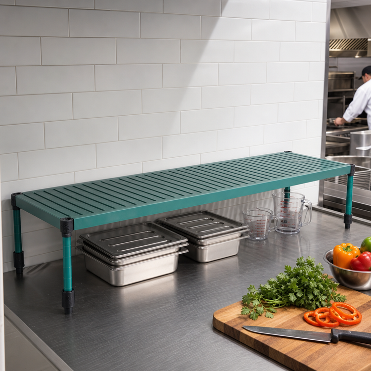 Product image #2 for QuadPlus Solid Polymer Shelf Mat with Quad-Adjust Frame, 36 x 21 Inches, Green
