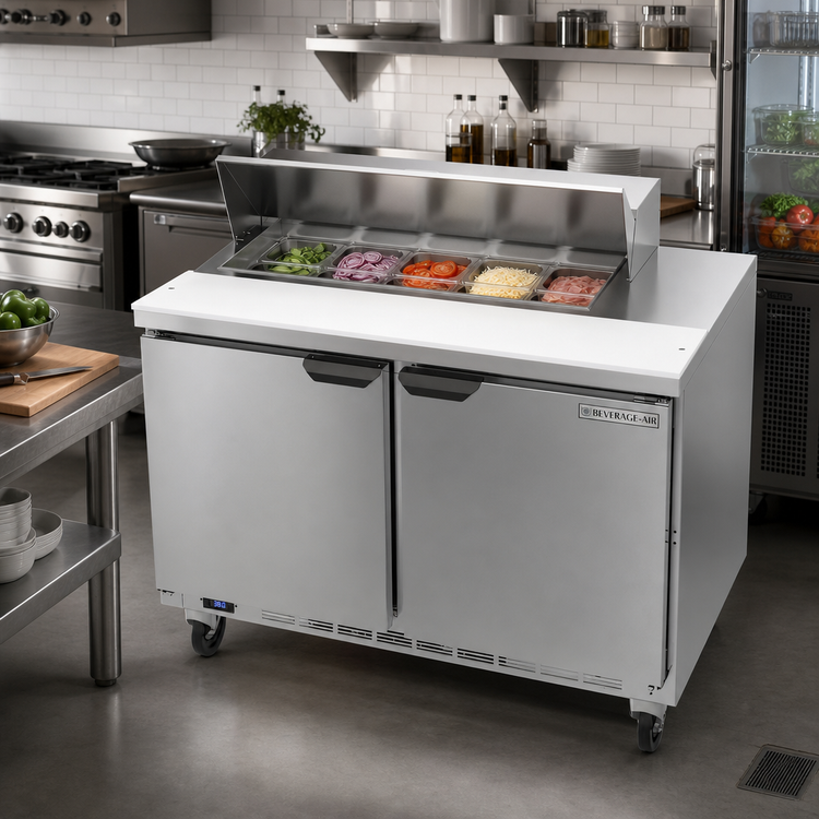 Product image #3 for Beverage-Air SPE48HC-10 Two-Section 48-Inch Sandwich Top Refrigerated Prep Table