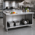 Thumbnail image #2 for Eagle Spec-Master Marine Series 96-Inch x 30-Inch 14-Gauge 304 Stainless Steel Work Table with Open Front Cabinet Base and 1-1/2-Inch Rear Up-Turn