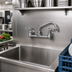 Thumbnail image #2 for Wall-Mount Brass Commercial Faucet with 14-Inch Swing Spout and Lever Handles