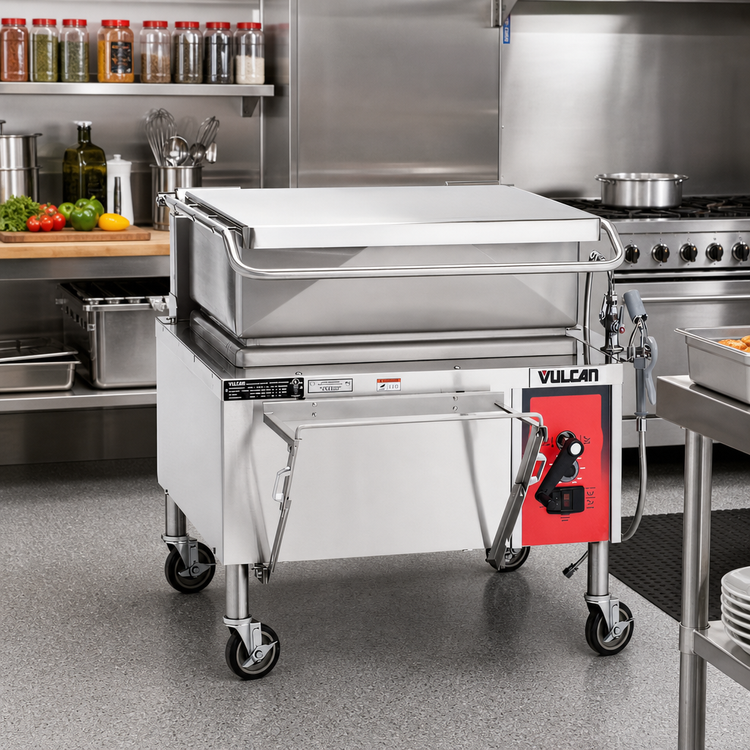 Product image #3 for Vulcan VE40 Electric Tilting Braising Pan, 40-Gallon, Manual Tilt, Open Base