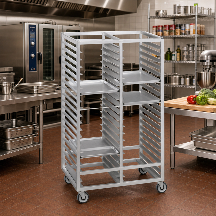 Product image #2 for Channel Manufacturing Standard Series Aluminum Double Section Cafeteria Tray Rack for 14 x 18 Trays, 36 Inch Height