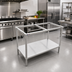 Thumbnail image #2 for 60-Inch x 30-Inch Stainless Steel Poly Top Work Table Frame With Undershelf, 36-Inch High
