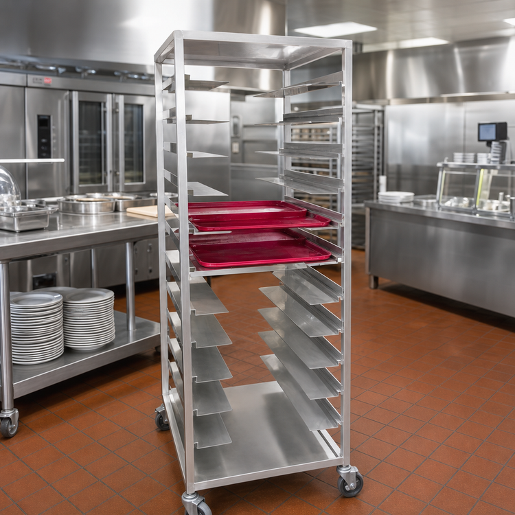 Product image #2 for Aluminum Room Service Meal Delivery Cart for Patient Trays, 24-Tray Capacity