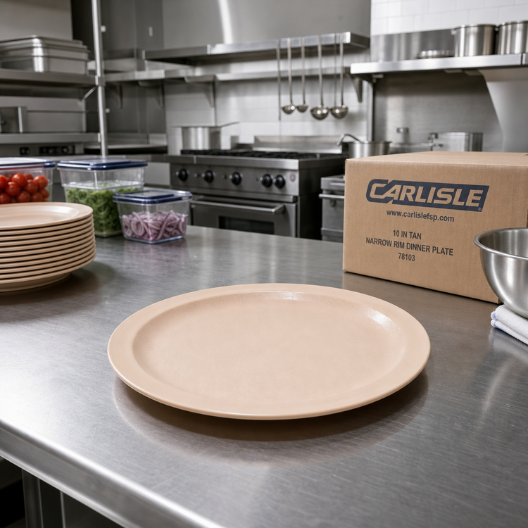 Product image #3 for Carlisle 10-Inch Tan Polycarbonate Narrow Rim Dinner Plate