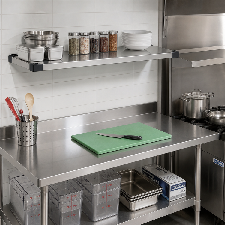 Product image #2 for Quantum 30"W x 24"D Solid 304 Stainless Steel Shelf with Marine Edge