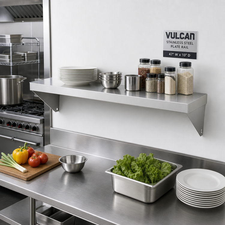 Product image #2 for Vulcan Stainless Steel Plate Rail, 47 Inch W x 10 Inch D