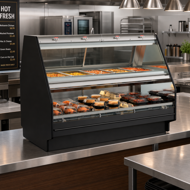 Product image #2 for Structural Concepts Fusion® Hot Over Hot Combination Food Display Case with Heated Deck and Full-Size Pan Upper Display