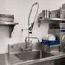 Thumbnail image #2 for BK Resources WorkForce Lead-Free 8-Inch Splash Mount Pre-Rinse Assembly with Add-On Faucet and 8-Inch Swing Spout