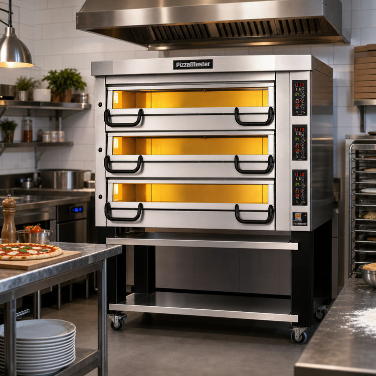 Product image #2 for PizzaMaster PM 843ED Triple-Deck Electric Pizza Oven with Hearth Stone Baking Surface