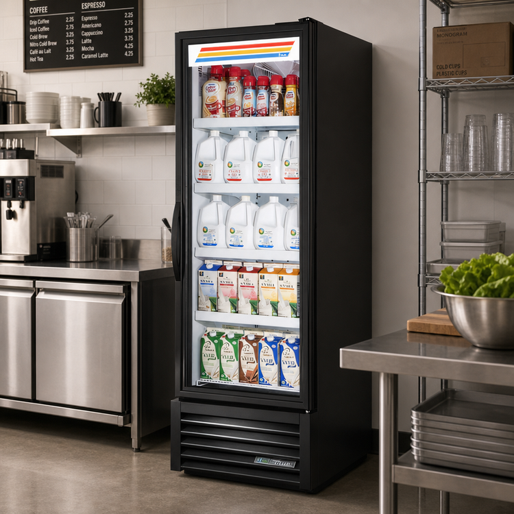 Product image #2 for True FLM-27~TSL01 Full-Length 1-Section Glass Door Refrigerator Merchandiser, 27 Inch, Self-Contained Bottom Mount