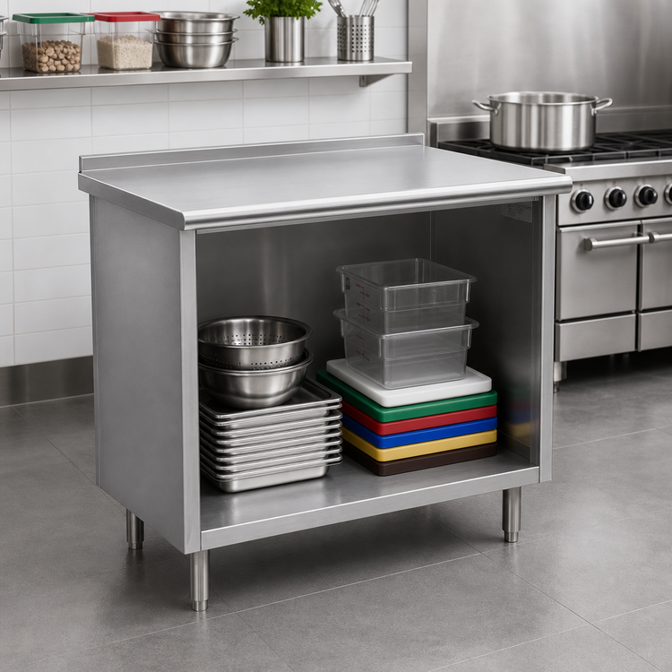 Product image #2 for Spec-Master Open Front Stainless Steel Cabinet Base Work Table with 14-Gauge Top, 60 x 24 Inches