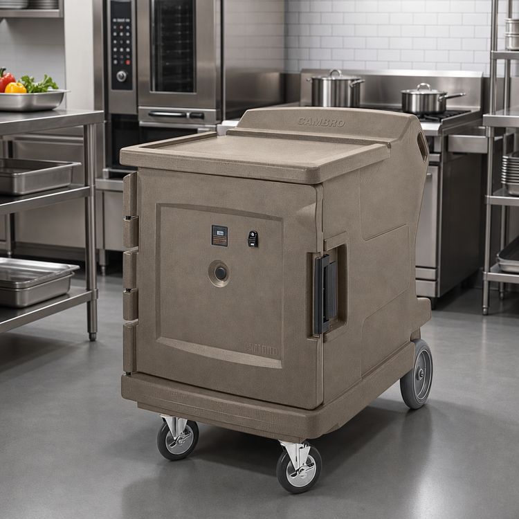 Product image #3 for Cambro Camtherm Low Profile Single-Door Electric Hot Holding Cabinet Cart, Granite Sand
