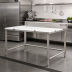 Thumbnail image #2 for Eagle Group BT2484S 84"W x 24"D Stainless Steel Boning Table with Poly Top, 4" Removable Backsplash and Three 1/2" Polymer Boards