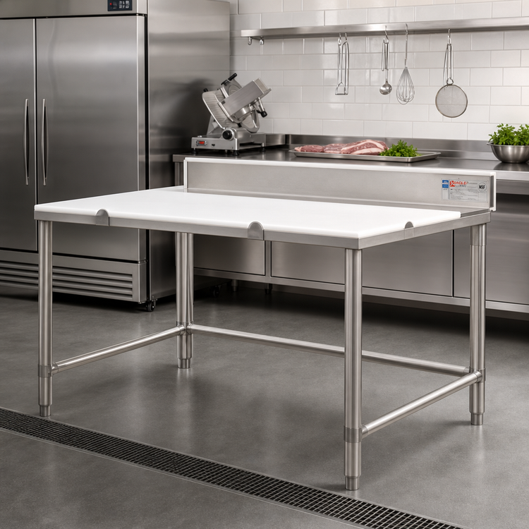 Product image #2 for Eagle Group 84"W x 24"D Boning Table with Poly Top and Stainless Steel Tubular Base