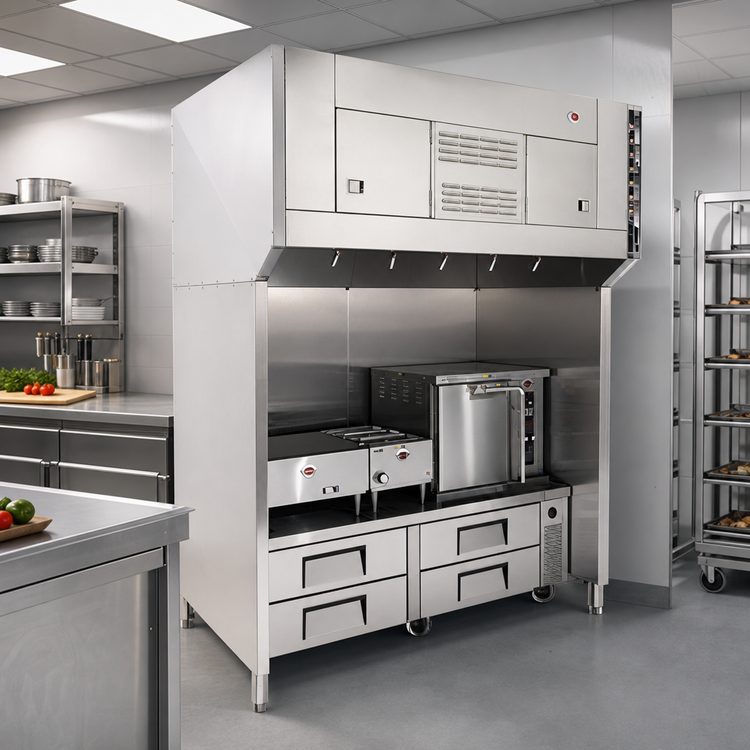 Product image #2 for Wells WVU-72SS Universal Ventless Hood System, 72-Inch Cooking Zone, Stainless Steel Stand