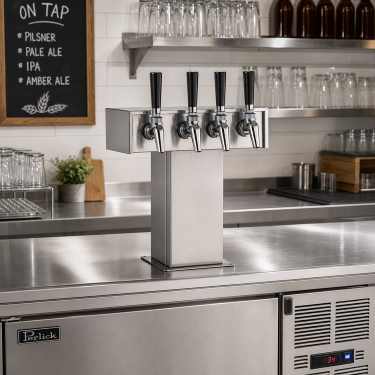 Product image #2 for Perlick 4-Faucet Tee Tower Stainless Steel Beer Dispensing Kit for DZS36