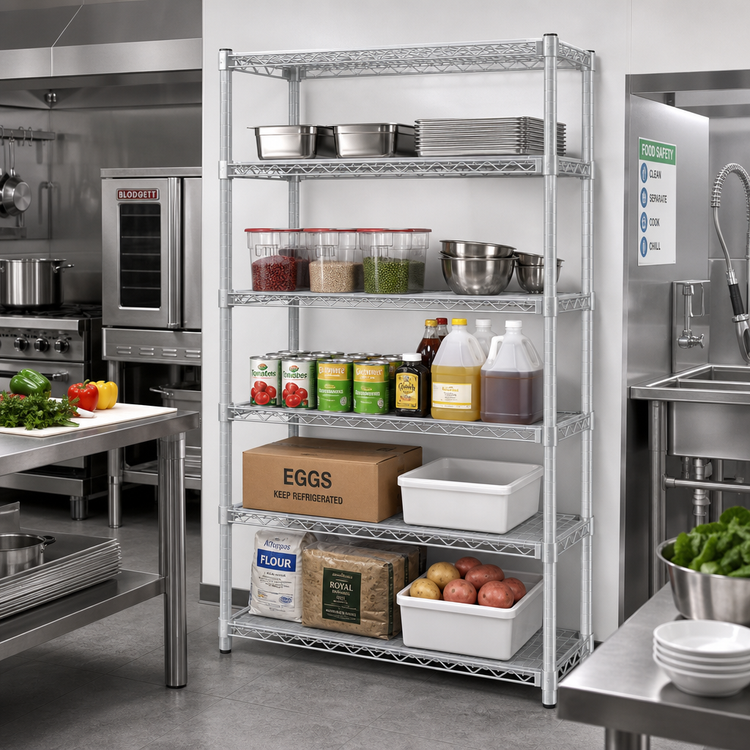 Product image #2 for EagleGard 5-Tier Add-On Wire Shelving Unit, 48-Inch W x 18-Inch D x 74-Inch H, Hybrid Epoxy Finish