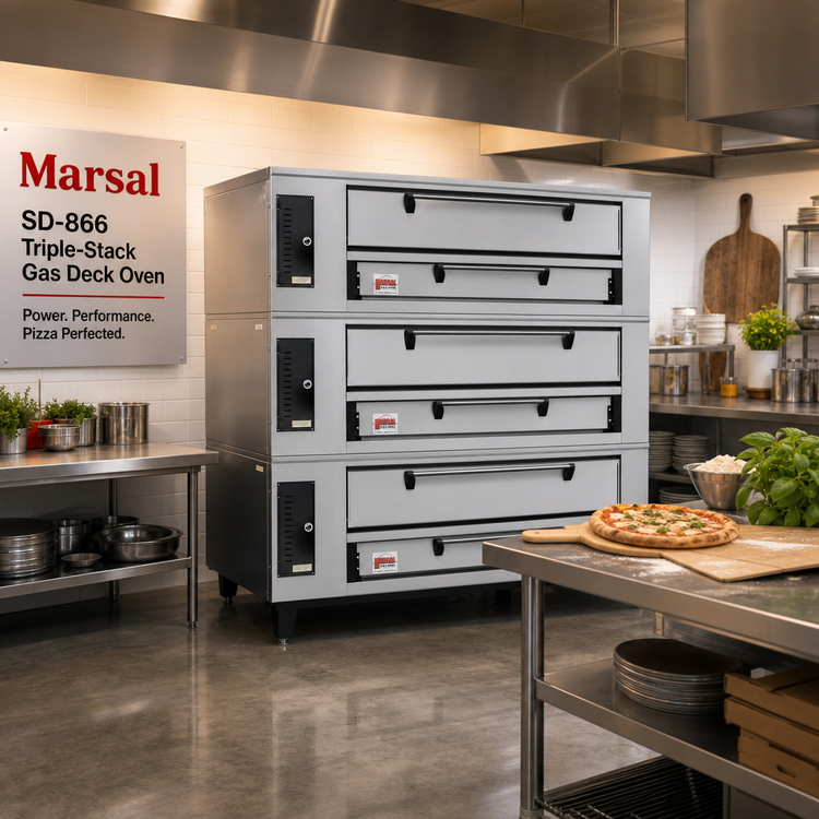 Product image #2 for Marsal SD-866 Triple-Stack Gas Deck Pizza Oven