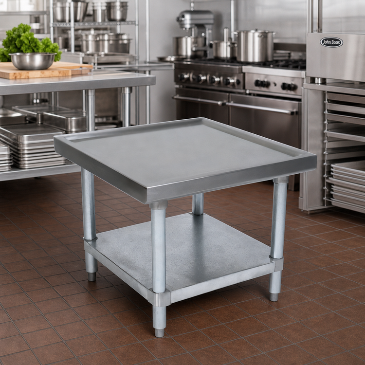Product image #2 for John Boos Heavy-Duty Stainless Steel Machine Stand with Marine Edge and Adjustable Galvanized Shelf, 30 x 30 x 20-1/4 Inches