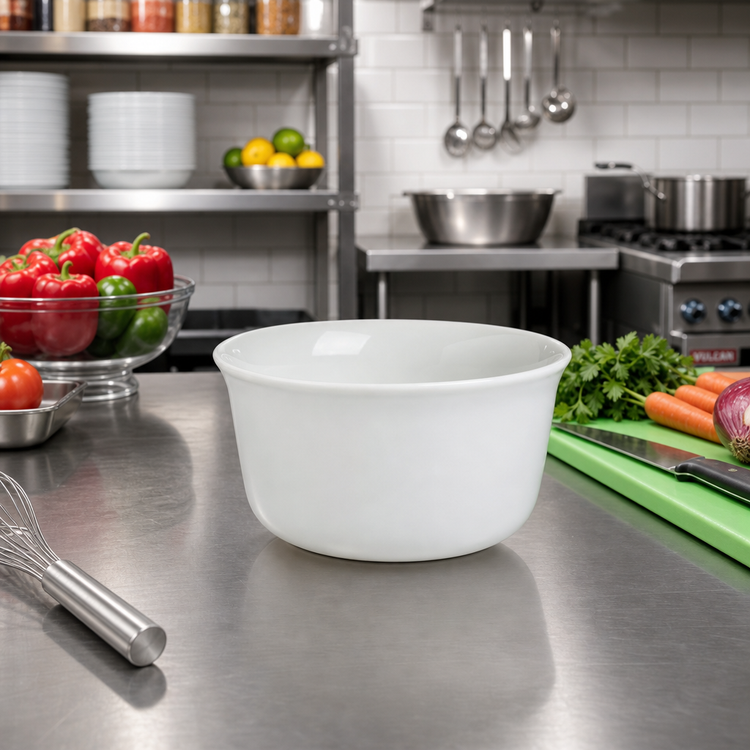 Product image #2 for Cambro Camwear Classic White Ceramic 9 oz Large Serving Bowl