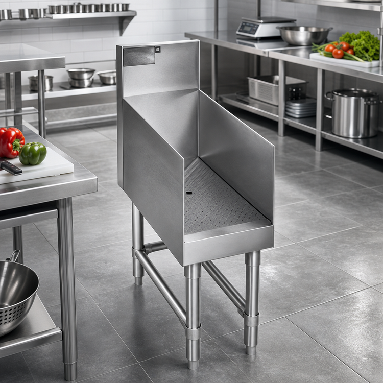 Product image #2 for Spec-Bar 24" x 24" Freestanding Recessed Stainless Steel Workboard with Perforated Insert and Drain