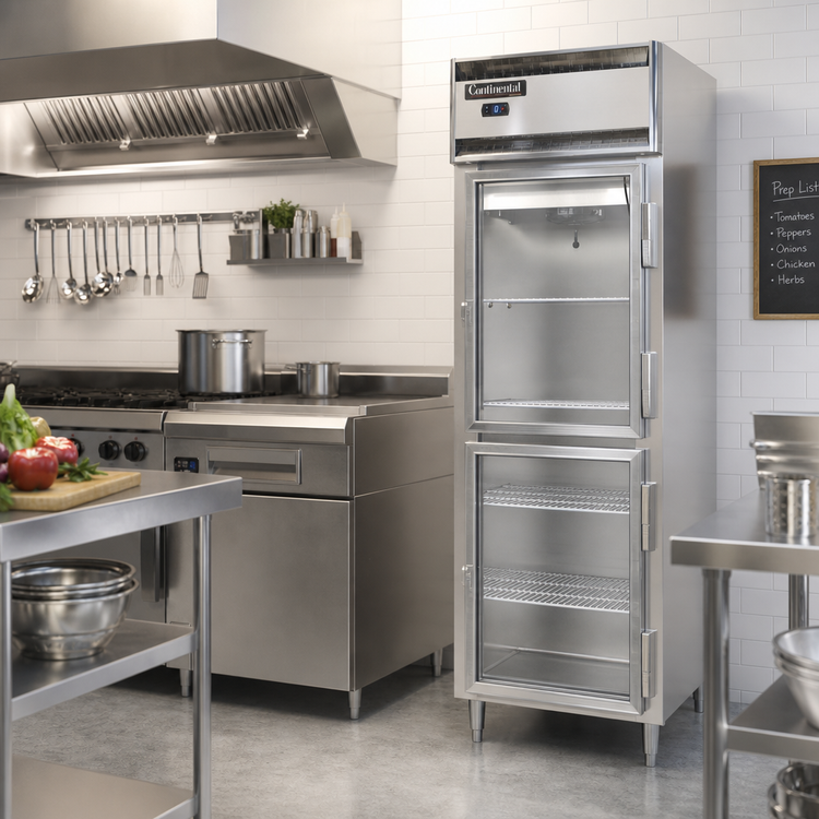 Product image #2 for Continental Refrigerator Designer Line 1-Section Shallow Depth Half-Height Glass Door Reach-In Freezer