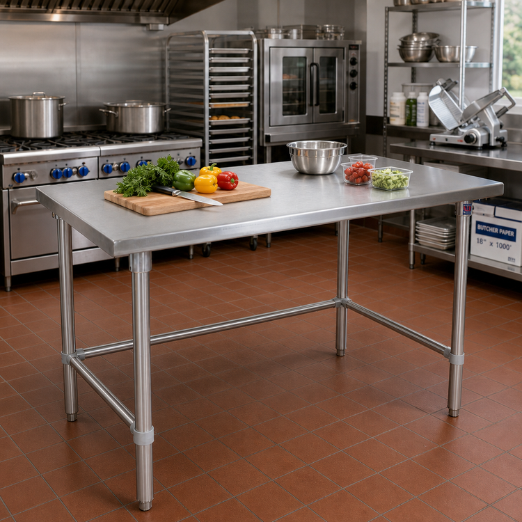 Product image #2 for John Boos Stallion 60-Inch x 30-Inch 16 Gauge Stainless Steel Top Work Table with Stallion Safety Edge