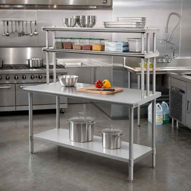 Product image #2 for Eagle Budget Series Spec-Master B Series Stainless Steel Work Table with Flex-Master Overshelf Kit, 60W x 30D