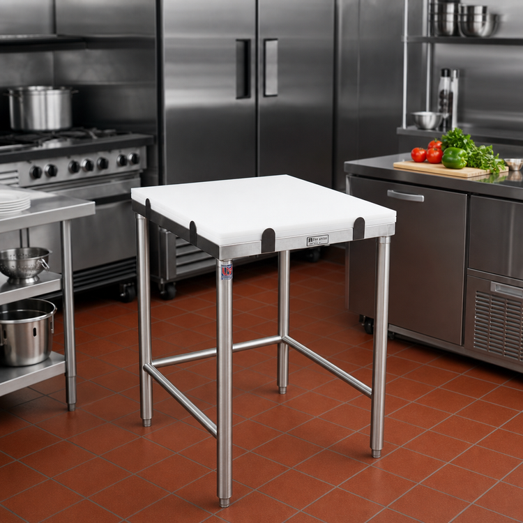 Product image #2 for John Boos GMT005 Reversible Poly Top Breaking Table, 50 x 24 Inches, Stainless Steel Base