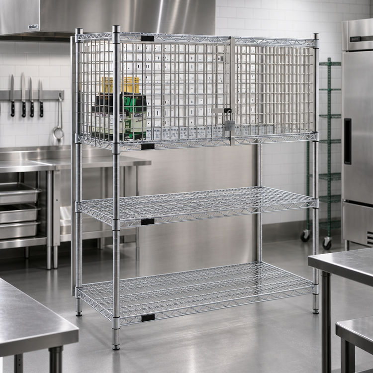 Product image #2 for Eagle Group Stainless Steel Security Enclosure Kit with Hinged Doors for 36"W x 18"D Wire Shelving