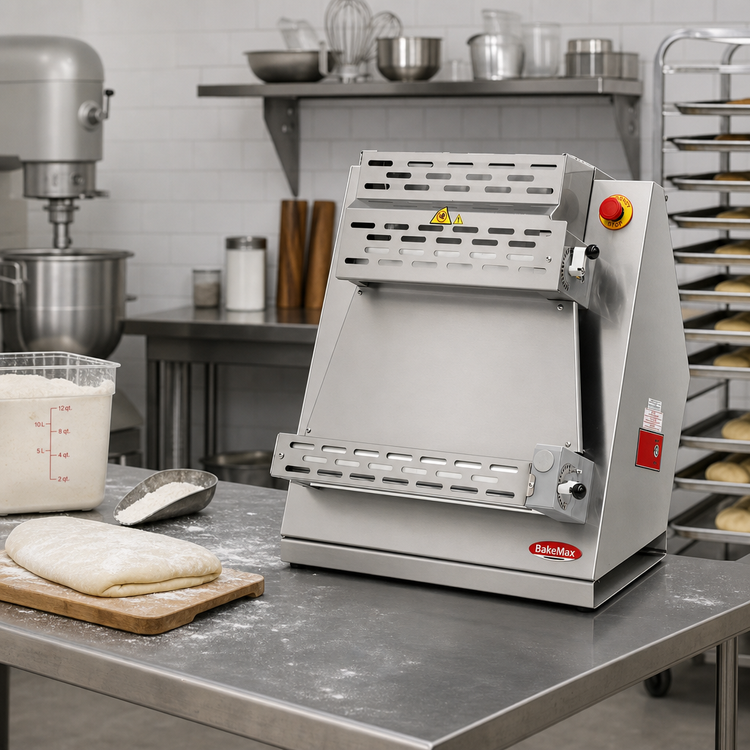 Product image #2 for BakeMax 18-Inch Countertop Two Pass Dough Sheeter, 110V Stainless Steel