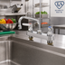 Thumbnail image #2 for T&S Brass 8-Inch Center Deck-Mount Workboard Mixing Faucet with 10-Inch Swing Nozzle and 2.2 GPM VR Aerator