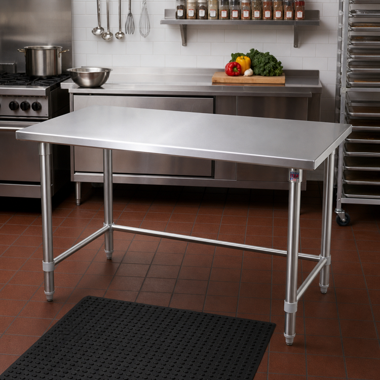 Product image #2 for John Boos Stallion 60 Inch x 24 Inch 16 Gauge 300 Series Stainless Steel Flat Top Work Table with Safety Edge