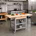 Thumbnail image #3 for John Boos Cucina Elegante 50-Inch Maple Butcher Block Cart with 2 Drop Leaves, No Drawer and Stainless Steel Shelves