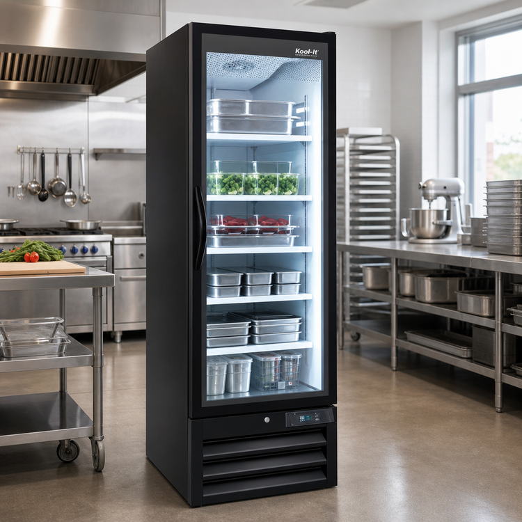 Product image #2 for Kool-It One-Section Glass Door Freezer Merchandiser with Right-Hinged Triple-Pane Door, 18" x 26" Sheet Pan Capacity
