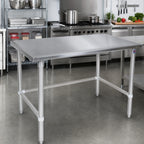 Thumbnail image #2 for John Boos ST6-48108SBK 108 x 48-Inch Stainless Steel Flat-Top Work Table with 16-Gauge 300 Series Top and Adjustable Bracing