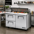Thumbnail image #2 for True Mfg. - General Foodservice TSSU-48-12D-2-HC 48-Inch Stainless Steel Sandwich/Salad Prep Table Refrigerator, 1 Door, 2 Drawers, 12 Pans