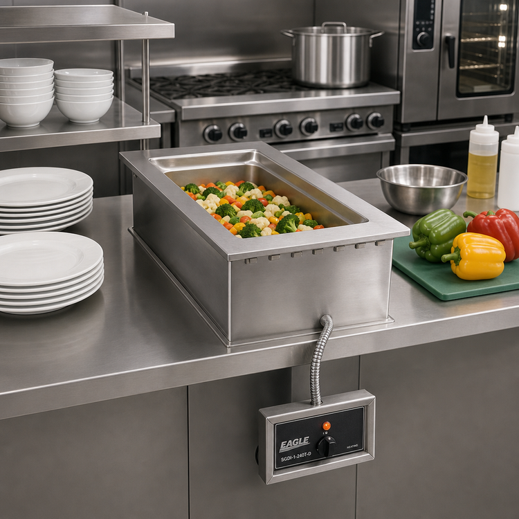 Product image #2 for Eagle Group SGDI-1-240T-D Single-Well Drop-In Electric Hot Food Well with Drain, 12 x 20 Pan, Wet or Dry