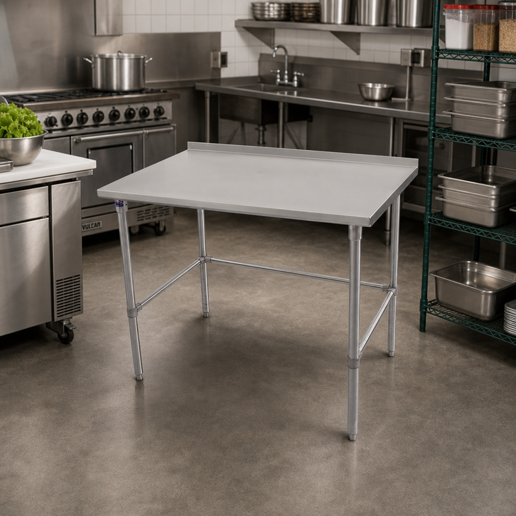 Product image #2 for John Boos Stallion 30 x 30 Inch Stainless Steel Work Table with 1-1/2 Inch Rear Backsplash