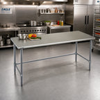 Thumbnail image #2 for Eagle Group Budget Series T30120GTB 120-Inch x 30-Inch 430 Stainless Steel Flat Top Work Table with Galvanized Open Base