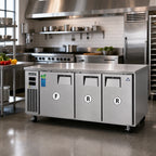 Thumbnail image #2 for Everest Refrigeration ETRF3 3-Section Undercounter Dual-Temperature Refrigerator/Freezer Combo with Stainless Steel Worktop