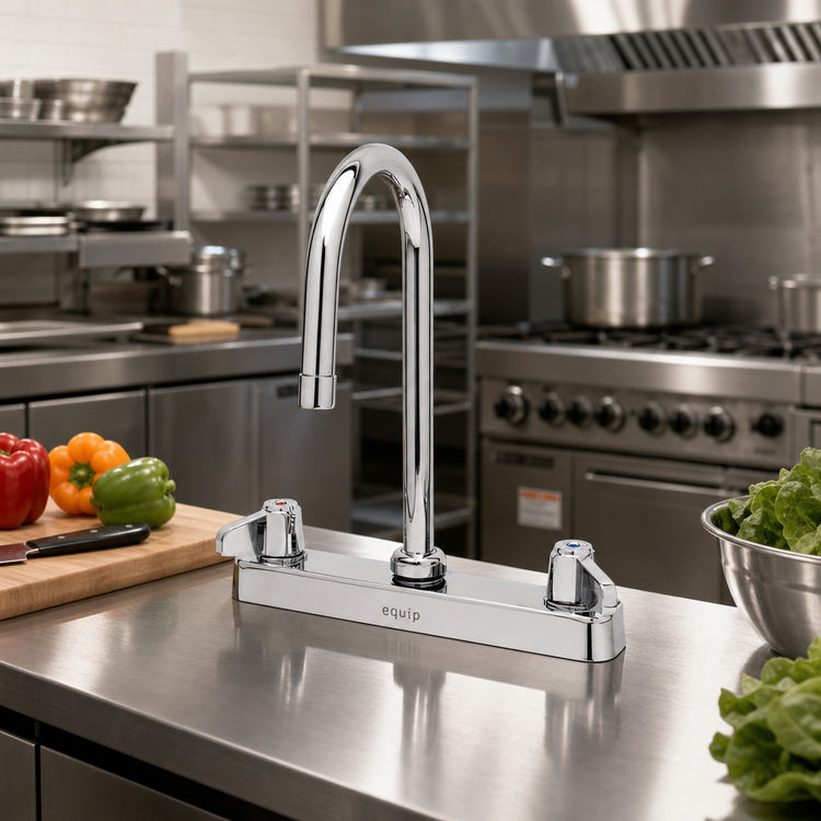 Product image #2 for equip 8" Deck Mount Workboard Faucet with 5 9/16" Swivel Gooseneck Spout