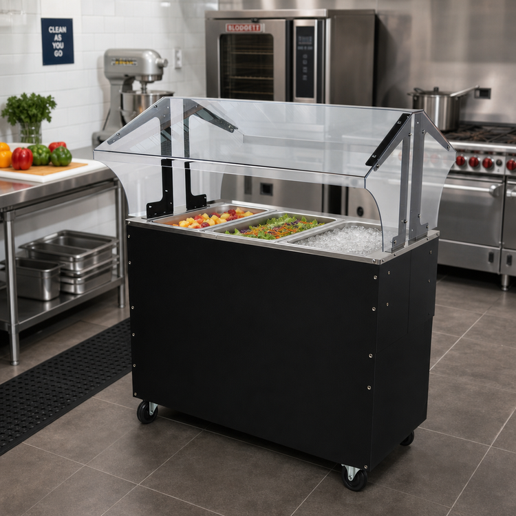 Product image #2 for Advance Tabco Triumph Supreme Ice-Cooled Portable Food Buffet Table with Double-Sided Sneeze Guard, 47-1/8 Inch Wide