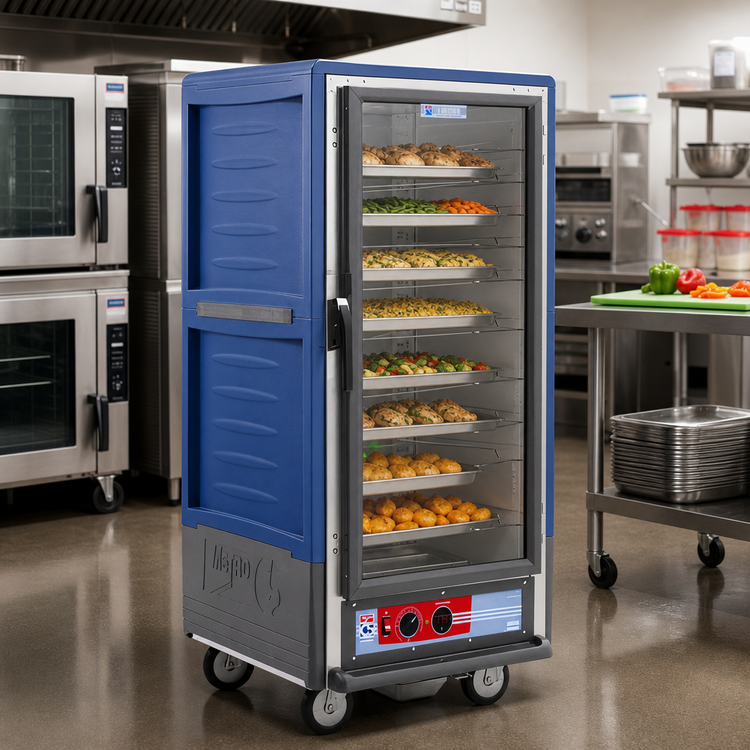 Product image #2 for Metro C5 3 Series Mobile Heated Holding Cabinet, 3/4 Height, Blue Insulation Armour, Clear Polycarbonate Door, Universal Wire Slides, 120V