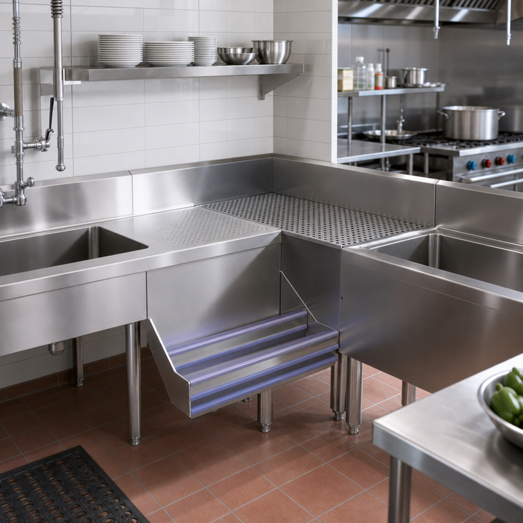 Product image #2 for Advance Tabco Prestige 90° Freestanding Corner Drainboard Filler for 30-Inch Deep Left and Right Units