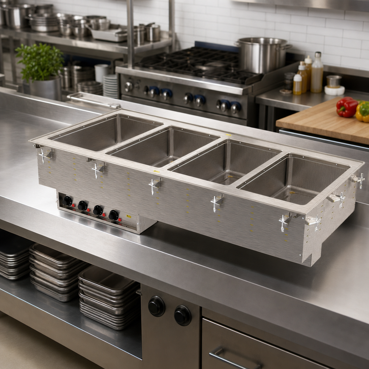 Product image #2 for Vollrath 4-Well Insulated Electric Hot Food Well Drop-In with Thermostatic Controls and Manifold Drain